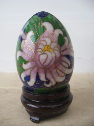 Oeuf cloisonnes décor fleurs - cloisonnes,