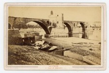PHOTO CABINET carte album NEURDEIN AVIGNON le pont St Bénézet Rhône berge barque
