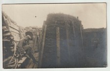 carte photo allemande tranchée landser avec gong d'alerte alarme au gaz