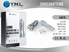 X Chargeur De Voiture 2 Ports Usb 3.0A 36W Fast Câble Microusb C407Q Mar