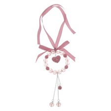 Métal Faux Cristal Cœur Pendule Rétroviseur pour Voiture Suspension Rose