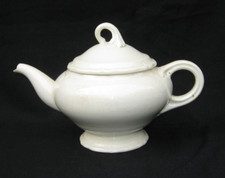 Ancienne théière cafetière faïence blanche Montereau