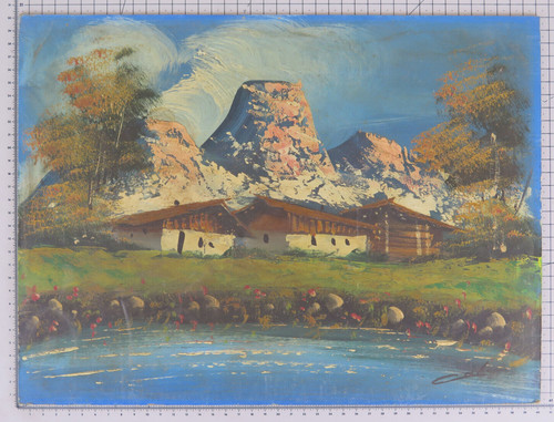 Tableau signé huile paysage - tableau,