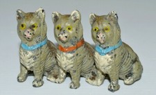 -SUPERBE SUJET PLOMB de VIENNE  XIX 3 CHATS Collection statuettes chaton vitrine