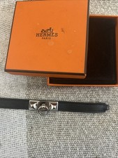 Bracelet Hermès en cuir Noir / Modèle Rivale double tour / Taille S