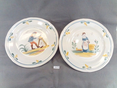 Paire assiettes faïence - d'assiettes,