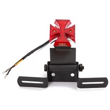 Led Arrière Moto Custom Plaque Immatriculation Feu Rouge A-Pro Noir