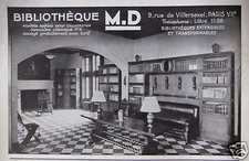 PUBLICITÉ 1930 BIBLIOTHEQUES MD MODÉLES EXTENSIBLES ET TRANSFORMABLES 