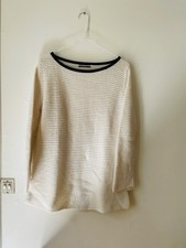 Pull blanc / blanc cassé avec col en simili cuir noir Zara taille S/36 TBE
