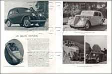 2 Pages/Texte-Gravures de 1937 : AUTO RENAULT JUVAQUATRE PRIMAQUATRE VIVA SPORT
