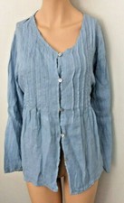 Valentina Naldi Puro Lino Spitze Tunika Blouse Taille M 38 Neuf Bleu Italie