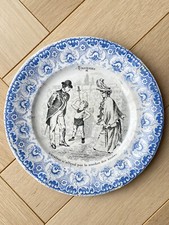 Assiette Parlante en faience Proverbes L'avaleur n'attend pas  Saint Amand