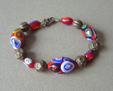 bracelet Vintage Perles Verre MURANO MILLEFIORI multicolore Bangle