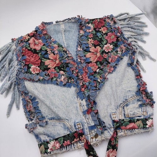 Handmade upcycled jean fringe - jean,