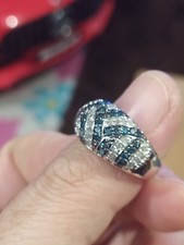 Bague Platine diamants bleu