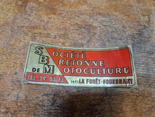 NOS AUTOCOLLANT aluminium vintage SBM Motoculture Bretagne