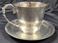 Ancienne grosse tasse et sous tasse Christofle en métal argenté