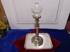 bougeoir Empire,lampe à huile,XIXème sur son plateau,H 35cm