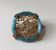 Broche métal doré verre Murano strass XIX 