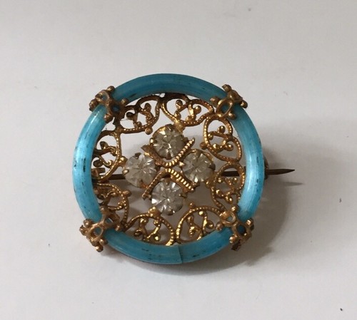 Broche métal doré verre