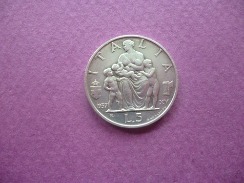 Moneta lire fecondità 1937 - moneta,