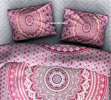 Housse De Couette Mandala Ombre Rose Indien En Coton Boho Avec Coussin