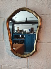 Miroir ancien baroque cadre en bois et platre doré 40x29cm