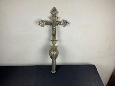 CROIX DE PROCESSION RELIGIEUSE/BRONZE ARGENTÉ /XIXème/AUTEL/CRUCIFIX.......
