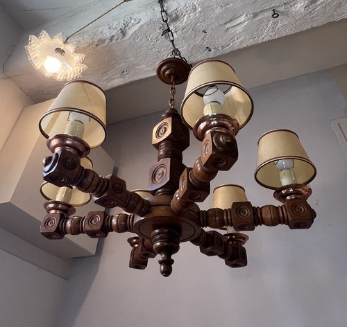 Grand lustre bois - grand,