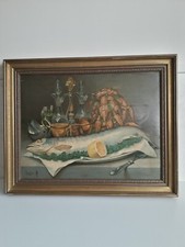 Chromolithographie de Arsène Symphorien Sauvage Nature morte poisson 19e siècle