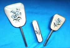 ENSEMBLE DE COIFFURE BROSSES  & MIROIR A MAIN AVEC BRODURES - EXCELLENT ÉTAT