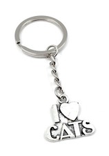 Porte-Clés I Amour Chats Amoureux Argent Métal Pendentif Charm