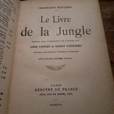 le livre et le second livre de la jungle RUDYARD KIPLING mercure de france 1917