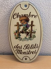 Plaque Émaillée De Porte Chambre Des Petits Monstres Année 1980