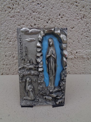 Plaque lourdes etain cisele - lourdes,