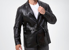 Blazer homme en cuir motif