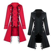 Costume d'Halloween pour femme, veste queue-de-pie gothique, punk,