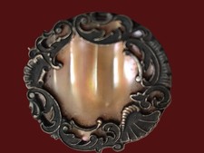 très beau bouton ancien/Argent /Nacre/Louis XV/Mop button/ 2,8 cm