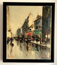 Bernard Lignon huile sur toile 1951 signée art abstrait abstract art Paris pluie