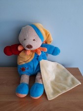 H/  Doudou BABY NAT  Ours Velours Mouchoir Multicolore Bonnet 25cm