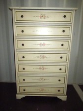 ANCIEN SEMAINIER CHIFFONNIER 7 TIROIRS STYLE VENITIEN BOIS PEINT-MADE IN ITALIE