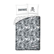Set Lit Simple Housse de Couette + Taie D'Oreiller Officiel Fortnite en Coton