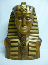 Buste égyptien pharaon bois