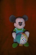 Doudou Peluche DISNEY NICOTOY Mickey Bleu Vert Ballon Musical 25 Cm