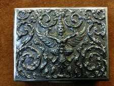 boîte à cigarettes ancienne Argent Sterling 955 Motif Thaï Indou