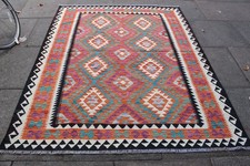 Kilim Vintage Traditionnel Main Fabriqué Oriental Rouge Orange Laine 208x164cm