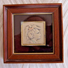 CADRE TABLEAU MINIATURE ARGENT Thème Femme au Chapeau Style Art Nouveau