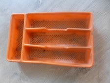 ancien range couvert plastique orange vintage deco retro