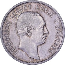 Royaume de Saxe, Friedrich August III, 3 Mark, 1912, Muldenhütten, Argent, TTB+