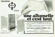 Publicité Advertising 1120 1927  chaudière PHI à Gaz Ste Française chaleur lumiè